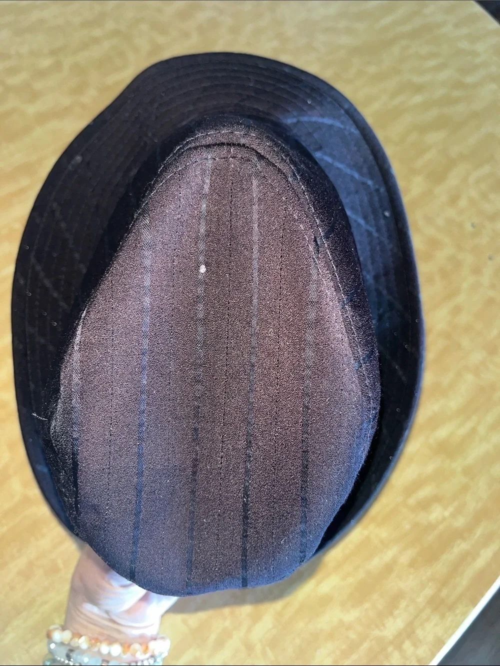 Source Unknown Black Pinstripe Fedora Hat OS